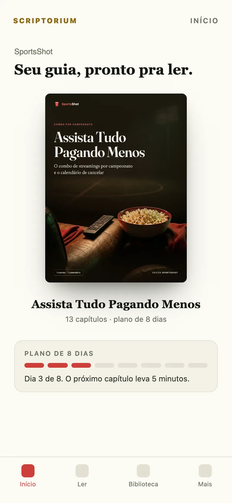 O guia Assista Tudo Pagando Menos aberto no app